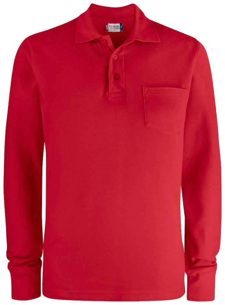 Clique Basic Polo LS Pocket rood s Rood Clique Basic Polo LS Pocket rood s Rood