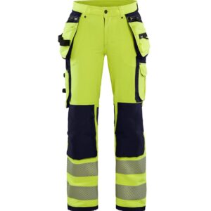 Blaklader Dames High Vis 4-weg stretch werkbroek 7197  High Vis Geel/Marineblauw