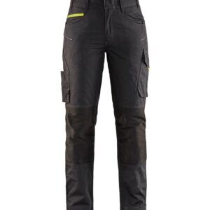 Blaklader Dames service werkbroek met stretch 7195  Zwart/High Vis Geel