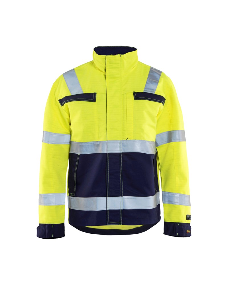 Blaklader Multinorm jack. Ongevoerd 4087  High Vis Geel/Marineblauw