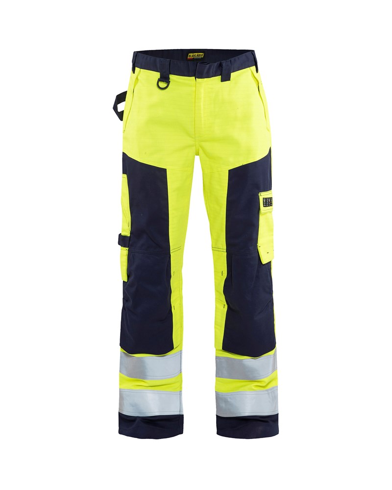 Blaklader Multinorm werkbroek 1578  High Vis Geel/Marineblauw