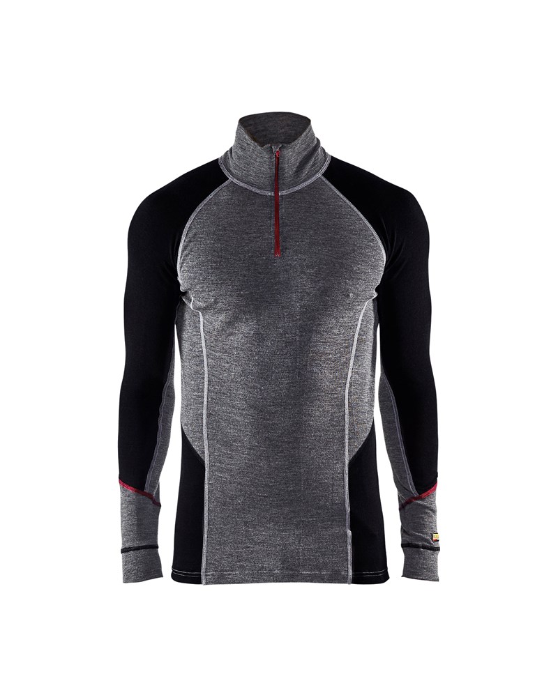 Blaklader Onderhemd zip-neck 100% merino XWARM 4699  Medium Grijs/Zwart