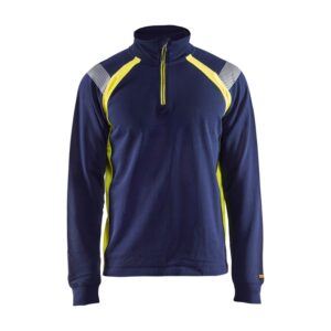 Blaklader Sweatshirt halve rits Visible 3432  Marine/High Vis Geel