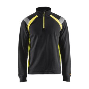 Blaklader Sweatshirt halve rits Visible 3432  Zwart/High Vis Geel