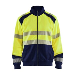 Blaklader Sweatshirt hele rits High Vis 3558  High Vis Geel/Marineblauw