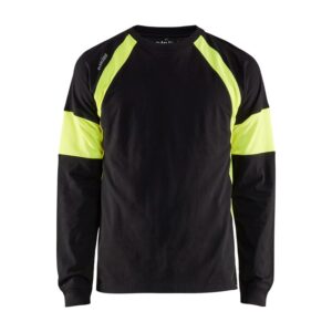 Blaklader T-shirt lange mouw 3520  Zwart/High Vis Geel
