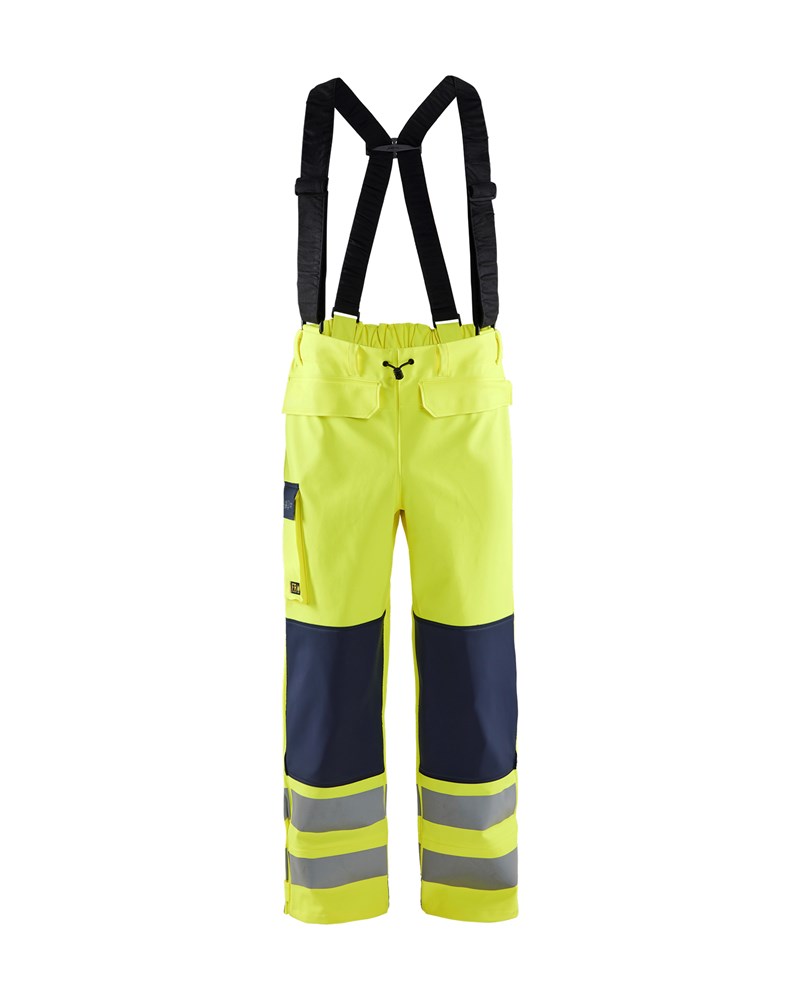 Blaklader Vlamvertragende regenbroek LEVEL 2 1313  High Vis Geel/Marineblauw
