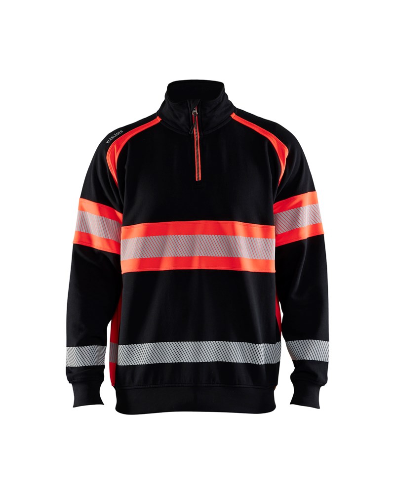 Blaklader High vis Sweater 3553  Zwart/High Vis Rood