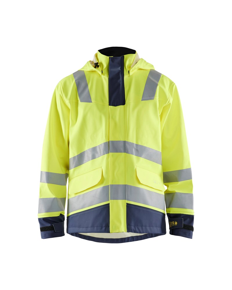 Blaklader Vlamvertragende regenjas LEVEL 2 4313  High Vis Geel/Marineblauw